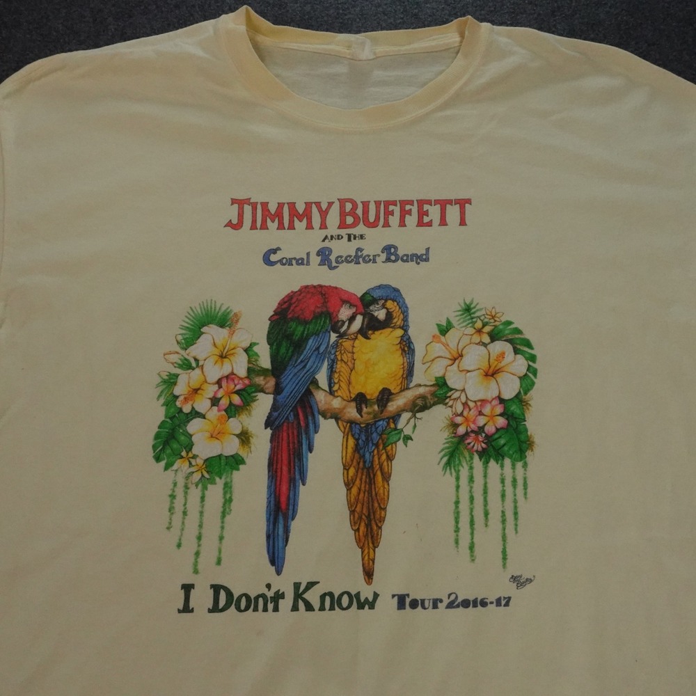 Jimmy Buffett Coral Reefer Band I Don't Know Tour 2016-17 T-Shirt Yellow XL